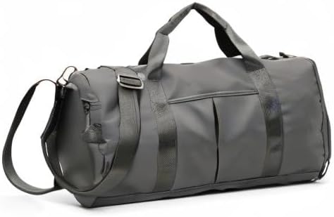 ZUEVI Sports Gym Duffel Bag for Men or Women Waterproof Weekender Travel Bag with Shoes Compartment Dry and Wet Separation for Training Swim Yoga(Grey)