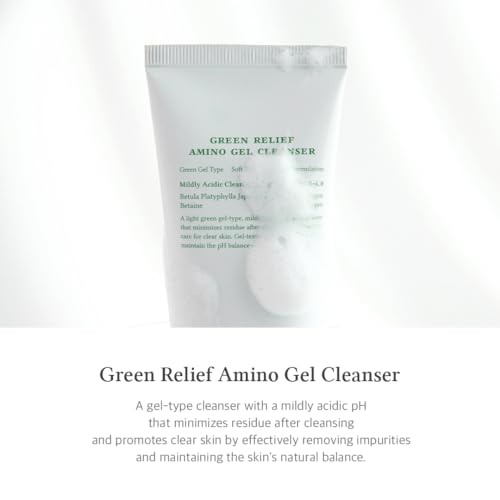 Dr.Althea Green Relief Amino Gel Cleanser | Lightweight & Hydrating Makeup Remover | Daily Face Wash with Hyaluronic Acid | Korean Vegan Skincare for All Skin Types | 3.38 Fl Oz