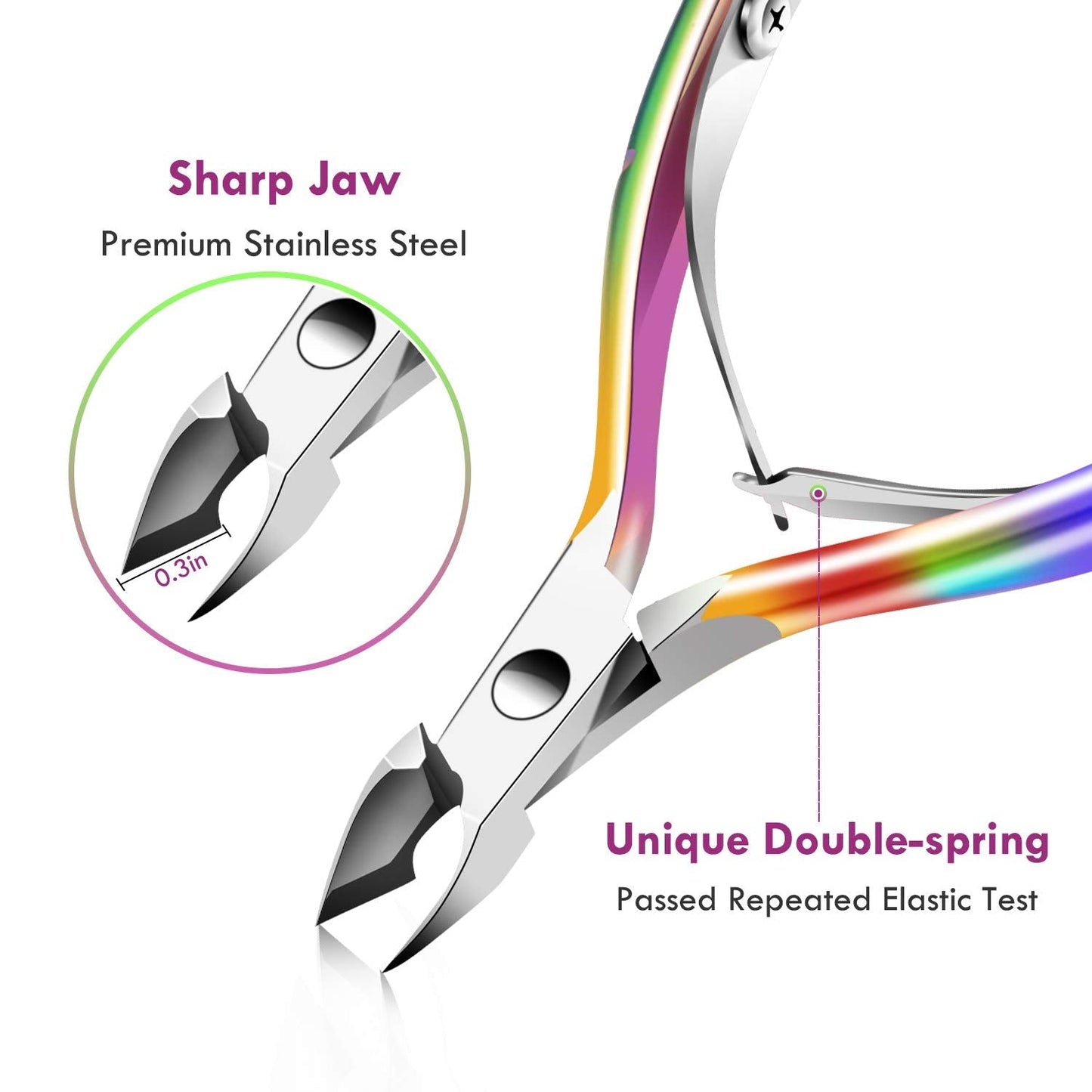 Cuticle Trimmer Cuticle Remover with Cuticle Pusher, XUNXMAS Professional Stainless Steel Durable Pedicure Manicure Tools Cutter Nipper Scissor Clipper for Fingernails and Toenails Dead Skin