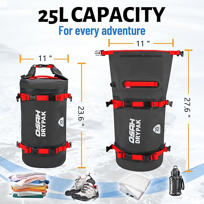 Waterproof Dry Bag - Motorcycle Luggage Tail Bag with Straps for Back Seat, Roll Top Lightweight Waterproof Backpack Sack for Travel, Swimming, Boating, Kayaking, Camping and Beach