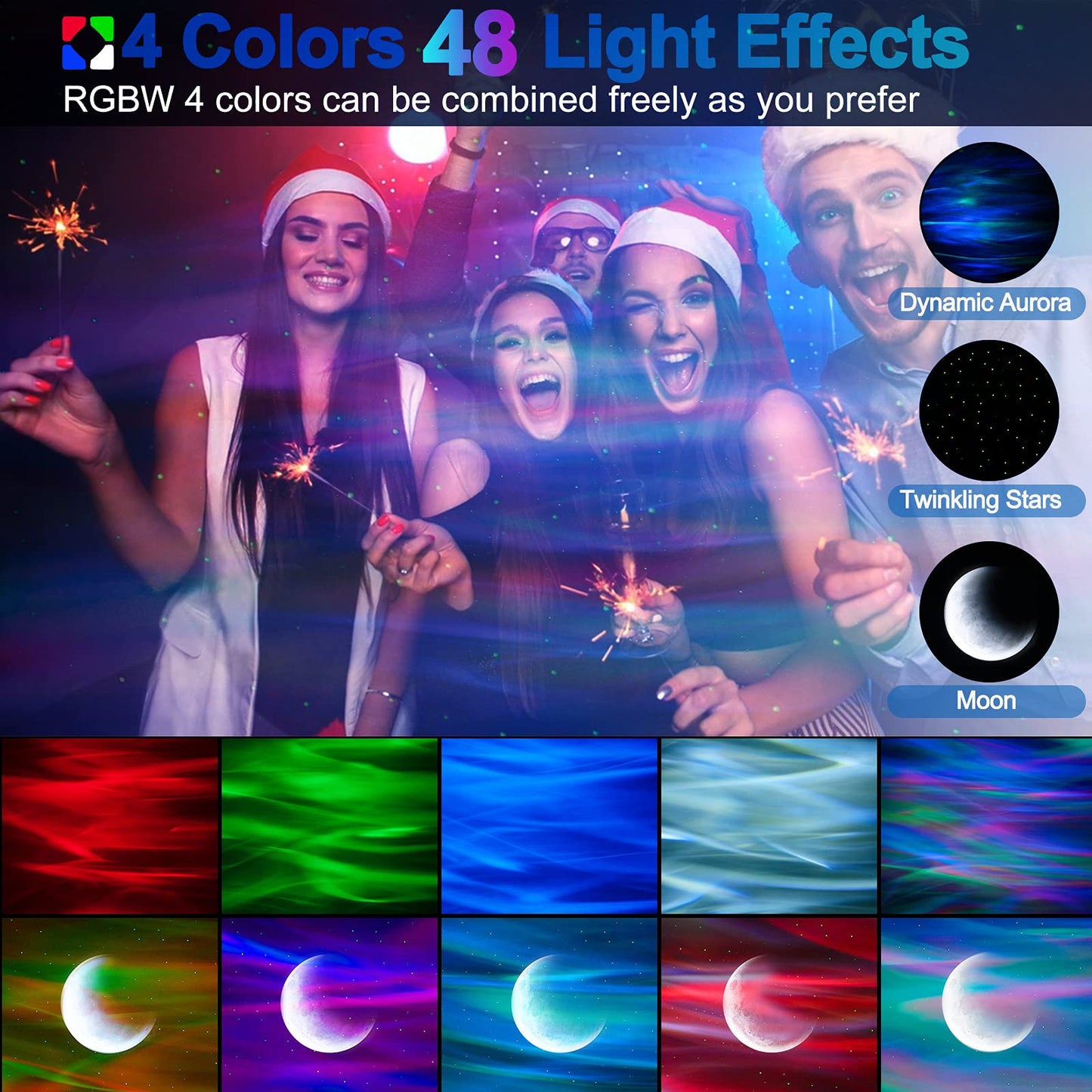 Cadrim Star Projector with Bluetooth Speaker Remote, Galaxy Projector Northern Lights Aurora Projector with Moon Star, Night Light Projector for Bedroom, Home Theater, Kids Adults Game, Room Parties