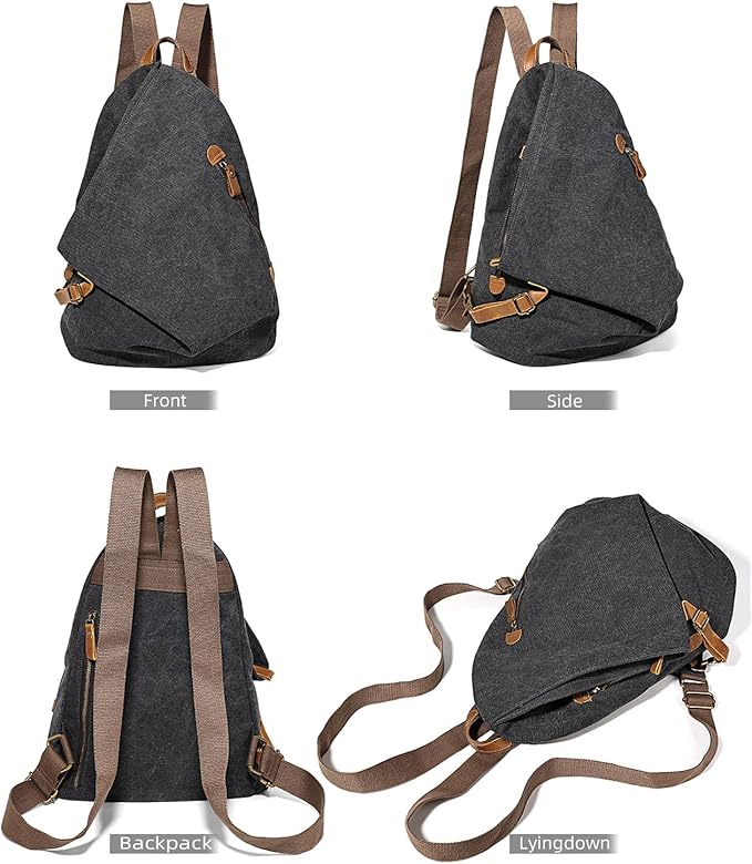 KL928 Canvas Vintage Backpack – Large Casual Daypack Outdoor Travel Rucksack Hiking Backpacks for Men Women
