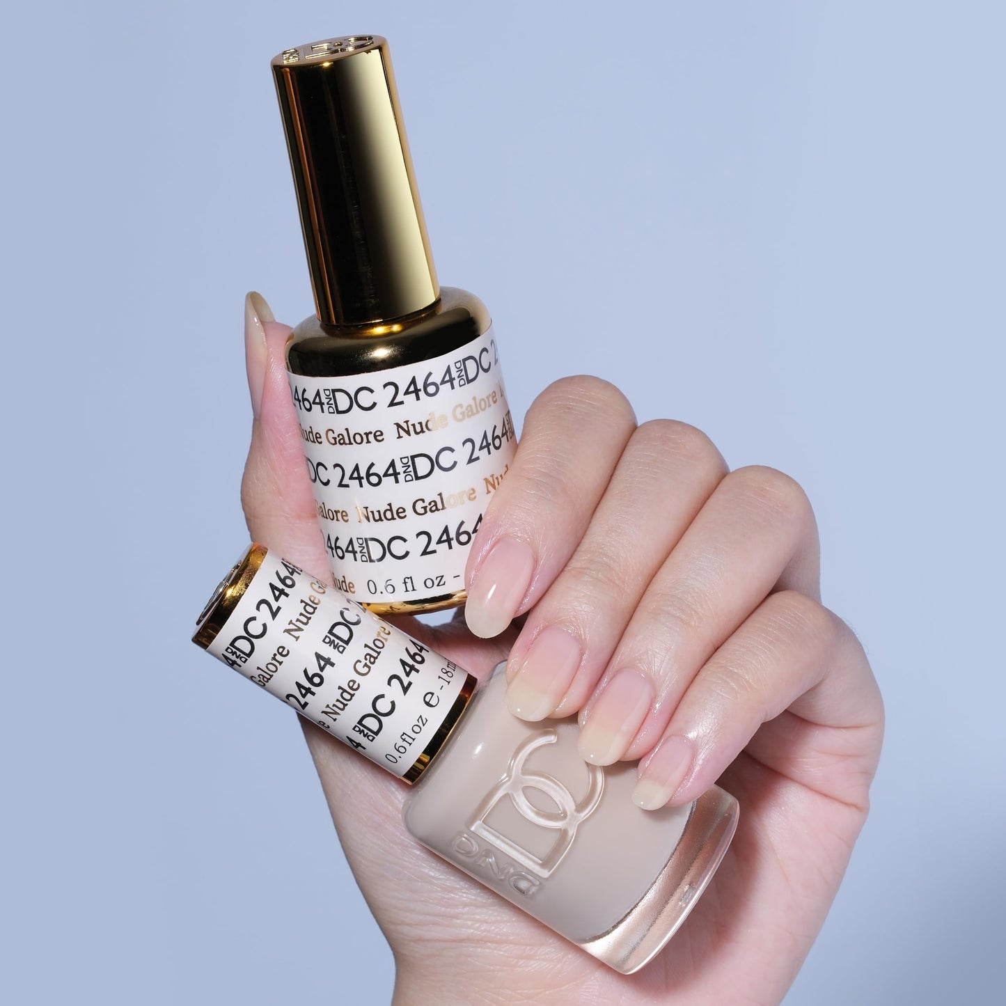 DND DC Gel Polish Set, Sheer Collection, UV/LED Gel Polish and Air Dry Nail Lacquer, Matching Chip-Free Polish Duo, 2464 Nude Galore, 0.5 Fl Oz