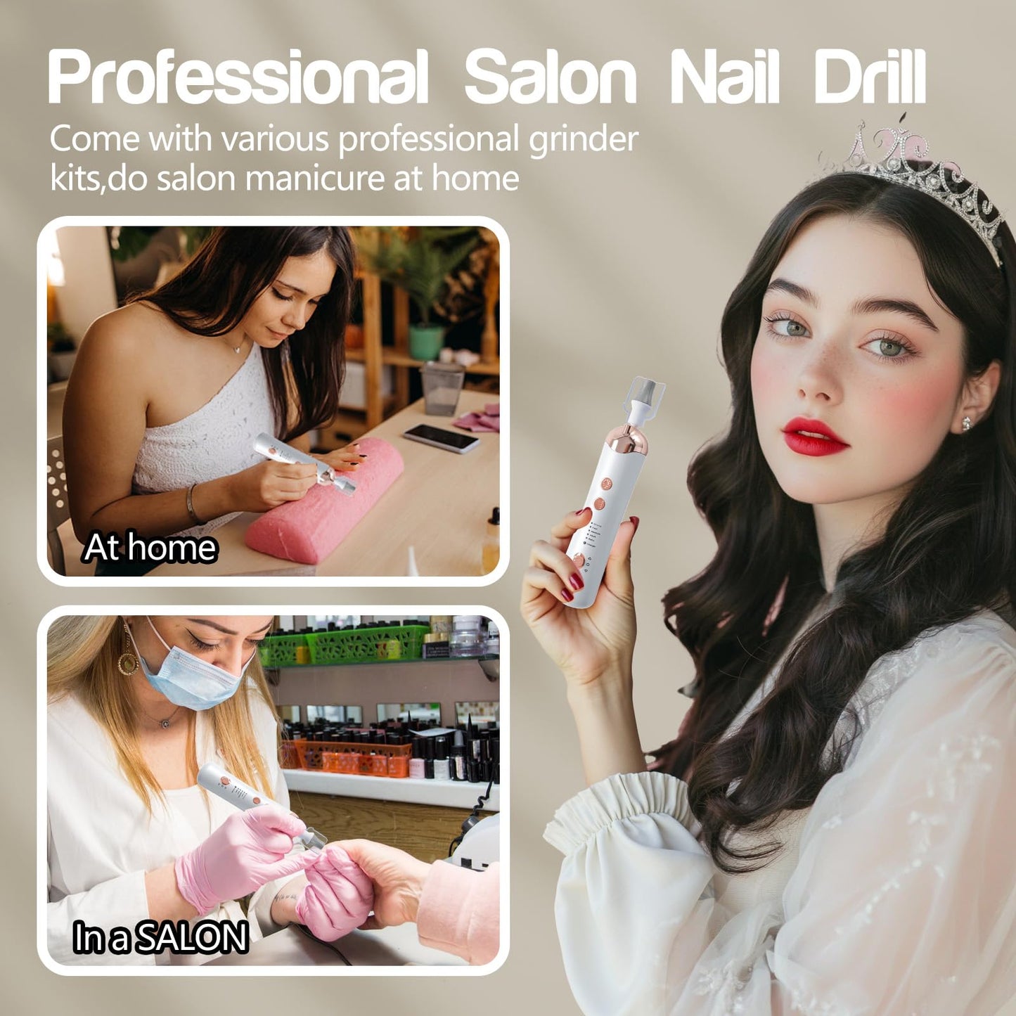 Droyek Electric Nail Drill Machine Nail Drill Electric File Nail File Kit for Beginners Acrylic Gel Nails Manicure Pedicure Polishing Shape Tool with 8 Bits Gel Nails and Home Salon Use