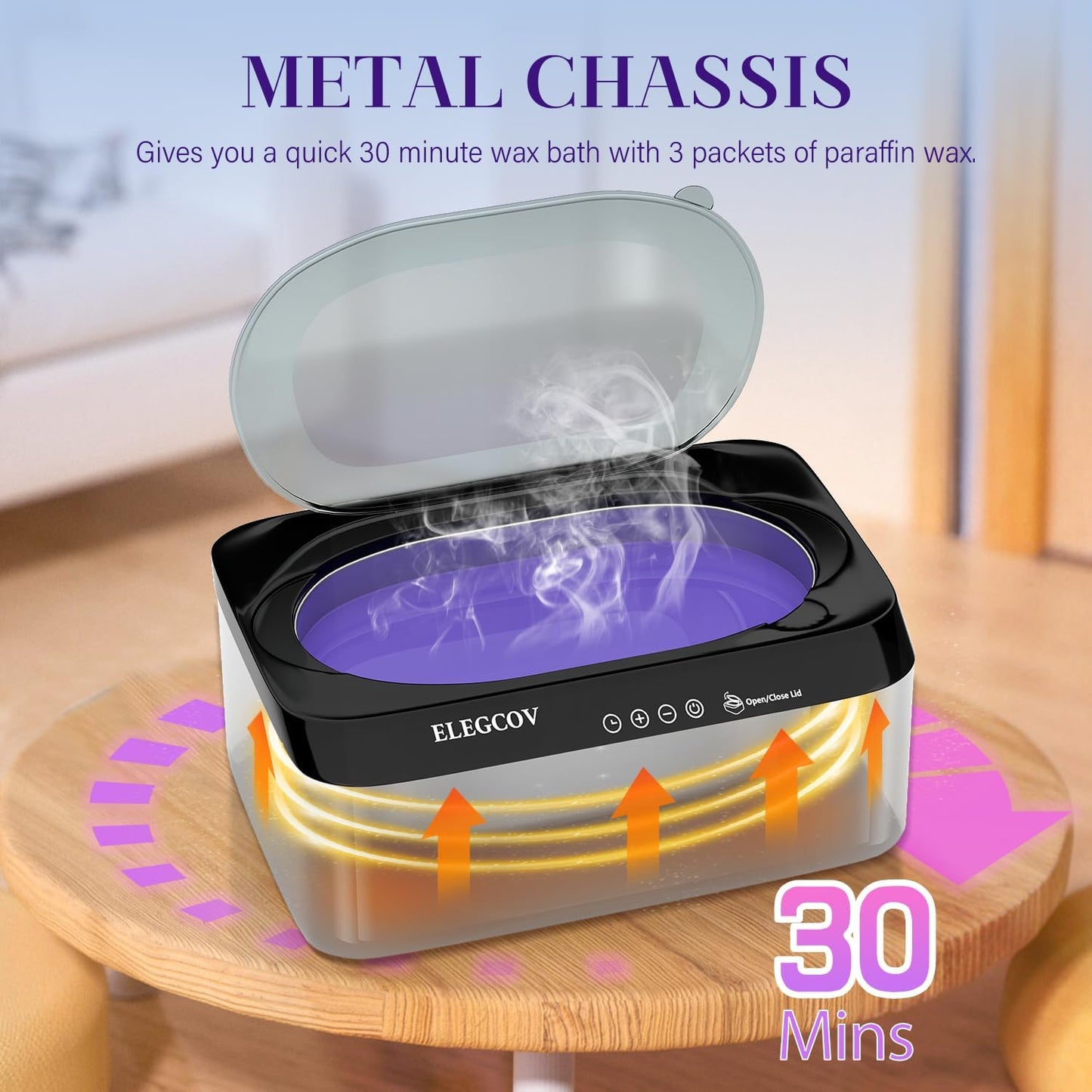 ELEGCOV Paraffin Wax Machine for Hand and Feet, 4500ml Paraffin Warmer with 8 Pack Paraffin Wax Refills, Precision Temperature Control for Reservation Paraffin Wax Bath, Fast Wax Meltdown, Black