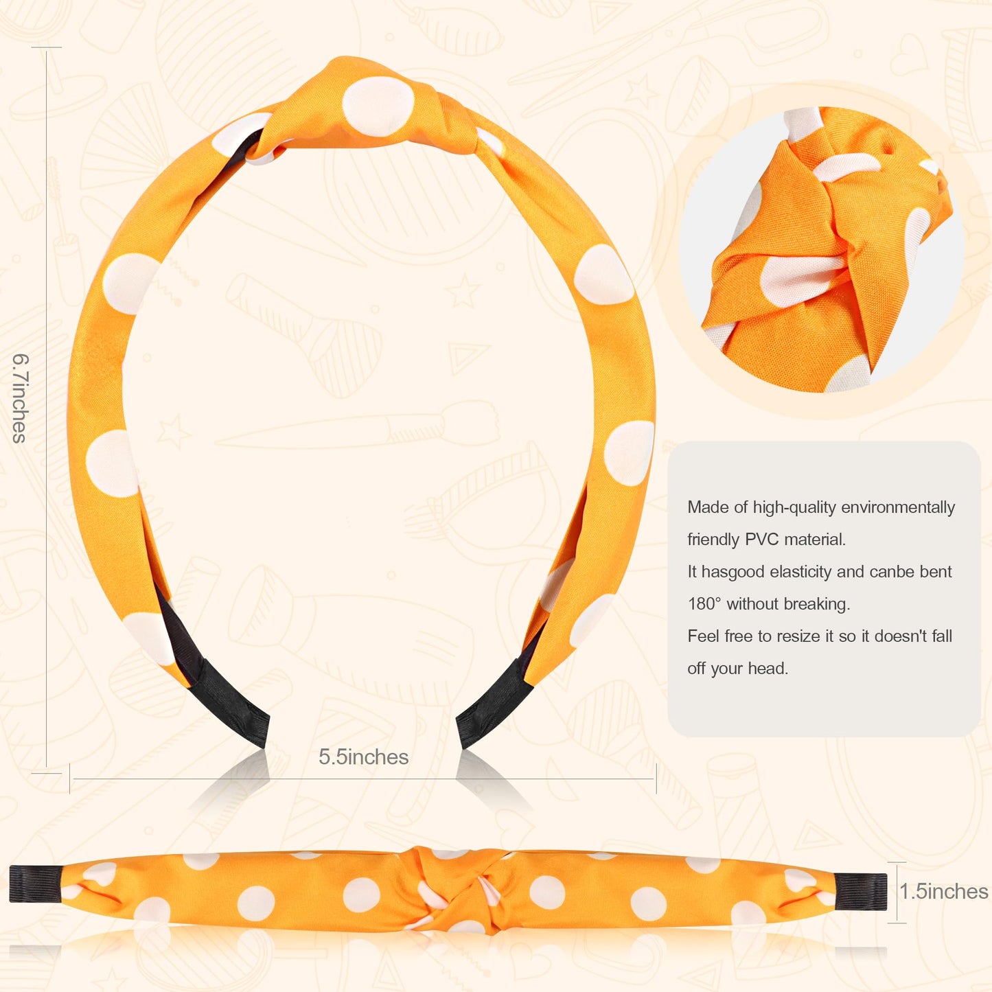 DiyJibb Headbands for Women Girls - 6PCS Stylish Top Knotted Headbands - Knotted Headband for Women - Head Bands Wide Hairband Hair Accessories