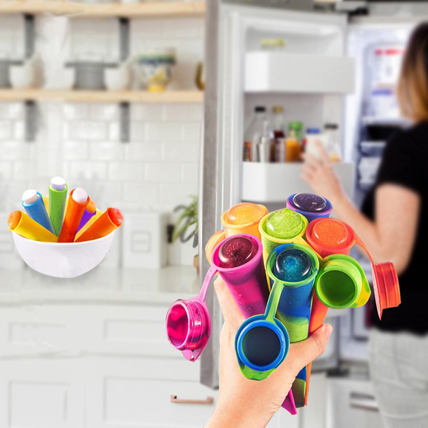 Silicone Ice Pop Molds Wpunwen Ice Popsicle Molds with Lids 6 Pcs Silicone Popsicle Molds for Kids with Clean Brush Durable Reusable Popsicle Tubes Multi color