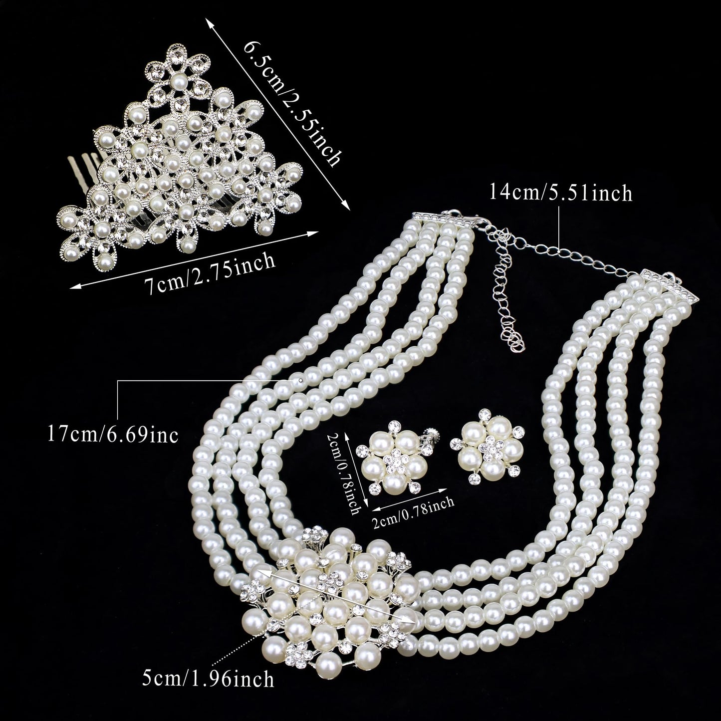 Horolam 6PCS 1920s Accessories, Holly Golightly Costume 20s Accessories Pearl Necklace Earrings Gloves Sunglasses for Women