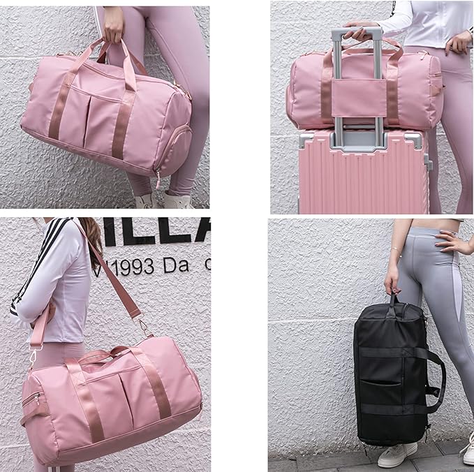 ZUEVI Sports Gym Duffel Bag for Men or Women Waterproof Weekender Travel Bag with Shoes Compartment Dry and Wet Separation for Training Swim Yoga(Purple)