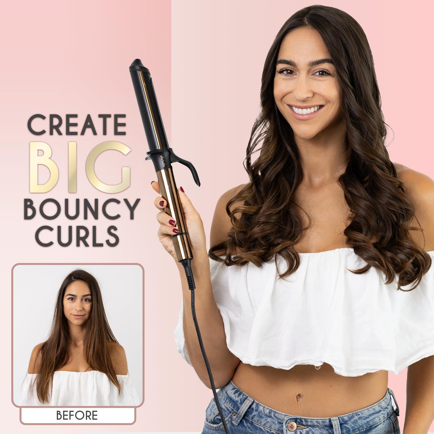 ELLA BELLA® Curling Iron 1.5" • Professional Hair Curler • 1.5 inch Curling Iron • Ceramic Curling Irons • Transform Your Look in Seconds • Suitable for All Hair Types • Say Goodbye to Heat Damage