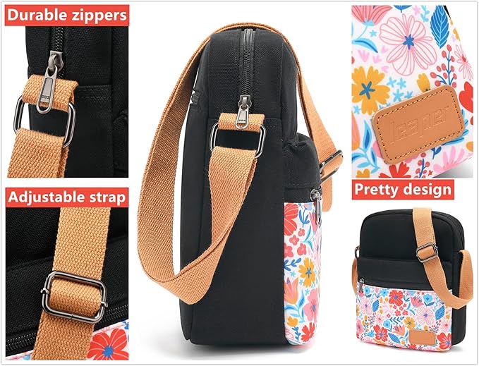 Leaper Girls Crossbody Purses for Kids 2 PCS Cross Body Bag Women Messenger Bag Girls Canvas Bag Cross Body Purse Set