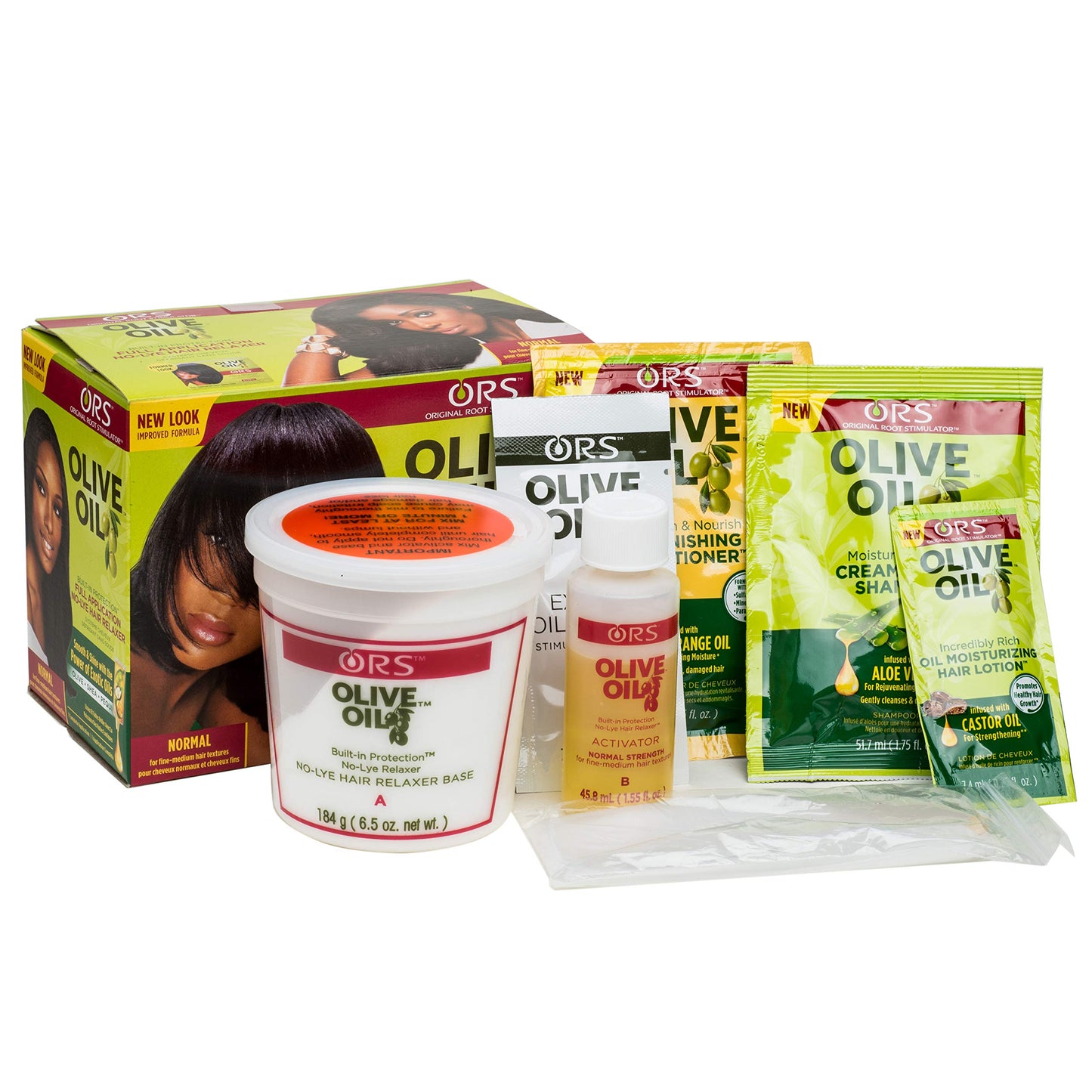 ORS Olive Oil Built-In Protection Full Application No-Lye Hair Relaxer Normal Strength (Pack of 2)