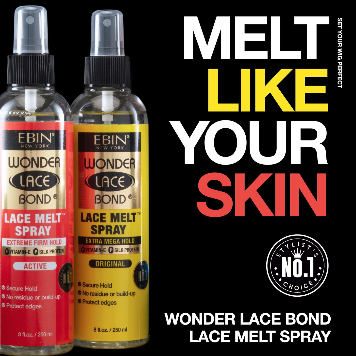 EBIN NEW YORK Wonder Lace Bond Lace Melt Spray 3.39oz / 100ml - Extreme Firm Hold (Active) | No Reside, Long Lasting Formula with Protecting Edges