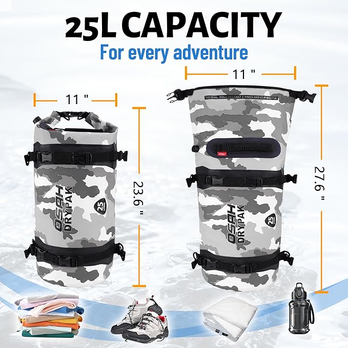 Waterproof Dry Bag - Motorcycle Luggage Tail Bag with Straps for Back Seat, Roll Top Lightweight Waterproof Backpack Sack for Travel, Swimming, Boating, Kayaking, Camping and Beach