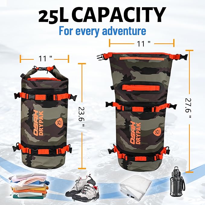 Waterproof Dry Bag - Motorcycle Luggage Tail Bag with Straps for Back Seat, Roll Top Lightweight Waterproof Backpack Sack for Travel, Swimming, Boating, Kayaking, Camping and Beach