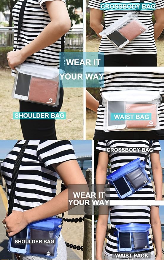 Waterproof Pouches with Waist Strap / Pouch Case Bundle Set- Keep Your Phone & Valuables Dry and Safe - Waterproof Dry Bags for Boating Swimming Snorkeling Kayaking Beach Water Parks Pool