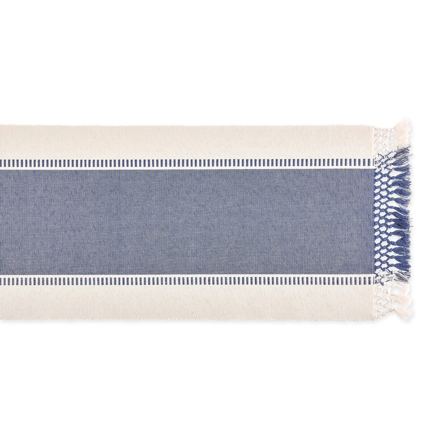DII Dobby Stripe Woven Table Runner, 13x108 (13x113.5, Fringe Included) French Blue