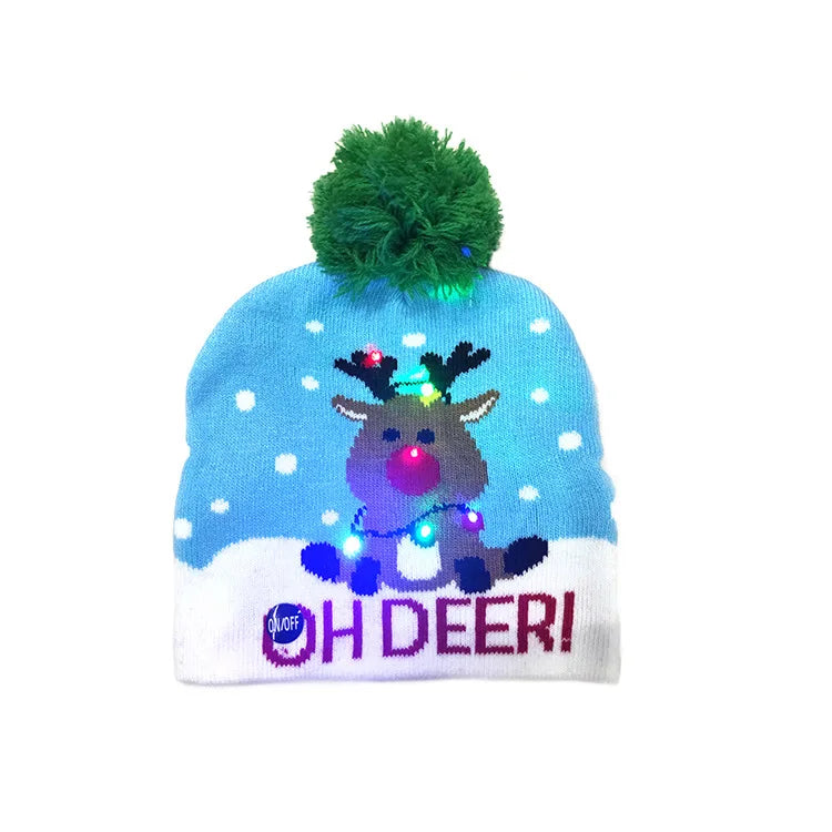 LED Knitted Christmas Beanie Hat