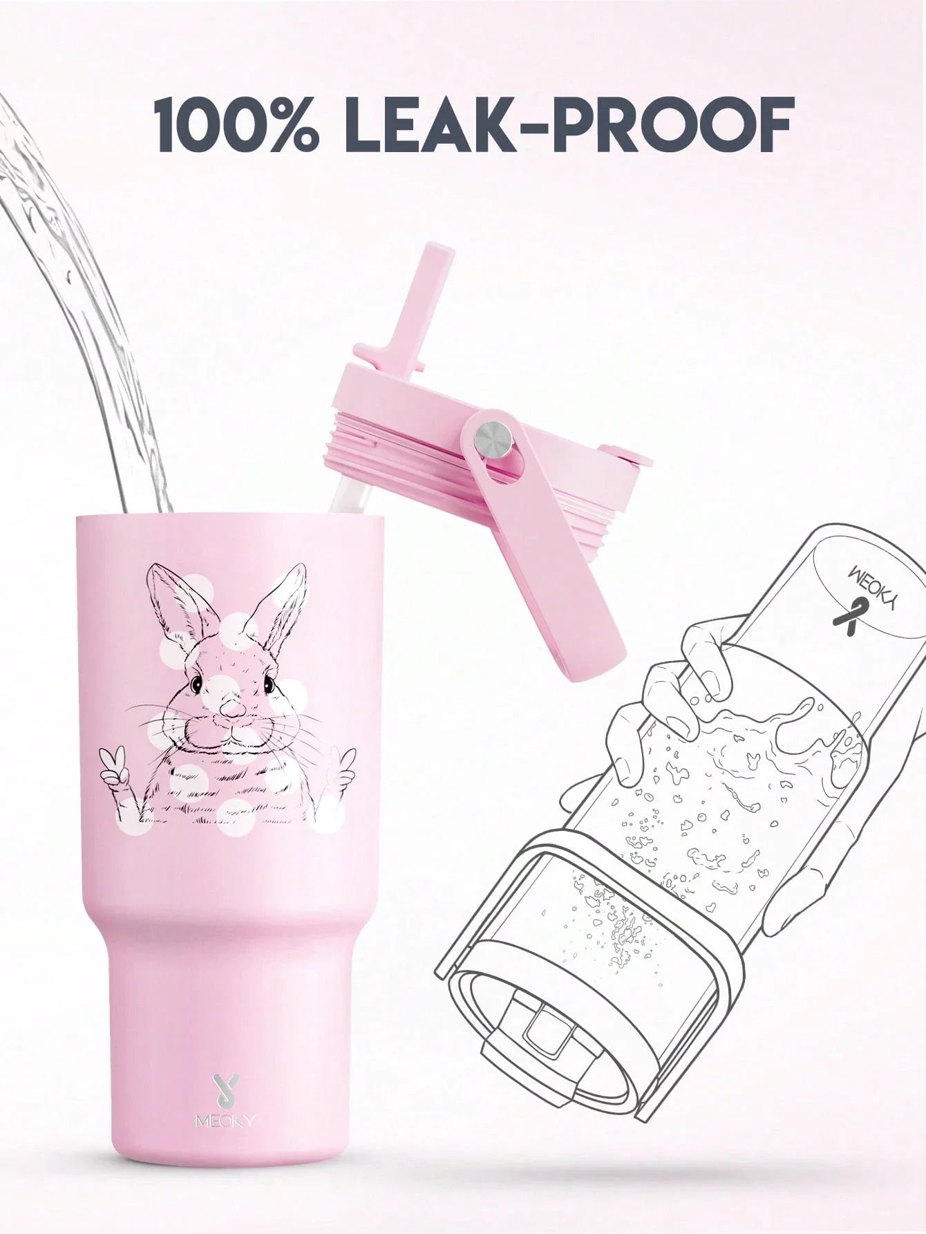 Meoky 32oz Insulated Handle Tumbler