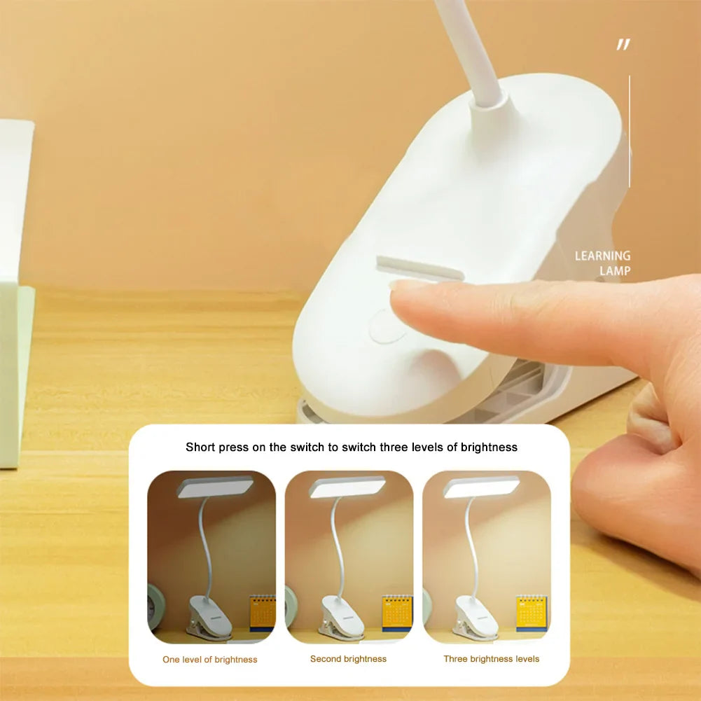 LED Reading Light Bendable Touch Lamp USB Charging Clip On Reading Lamp Multi-Function Small Night Lights for Bedroom Dormitory