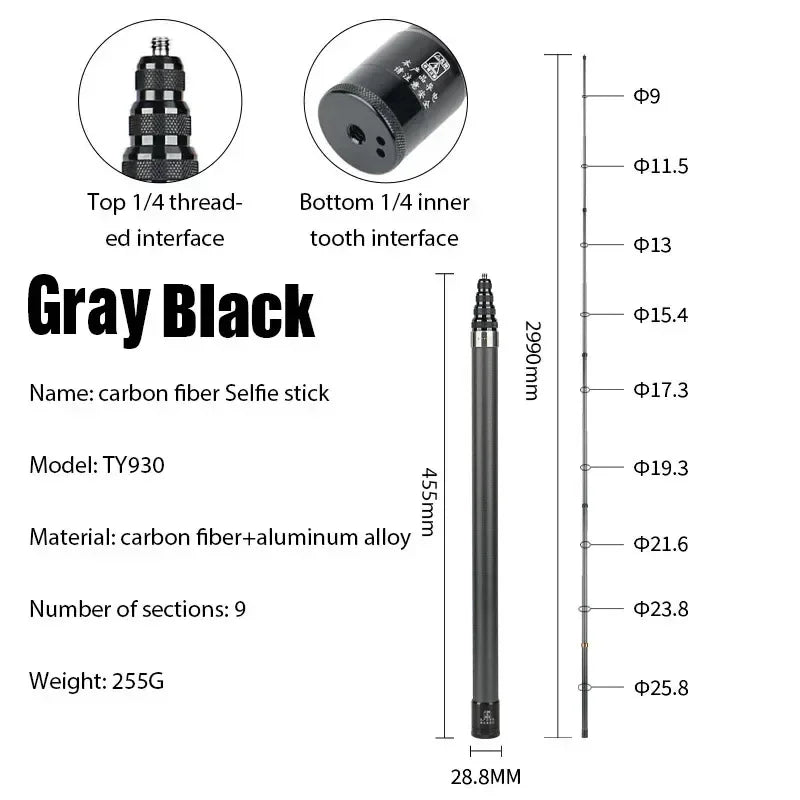 Carbon Fiber Invisible Selfie Stick