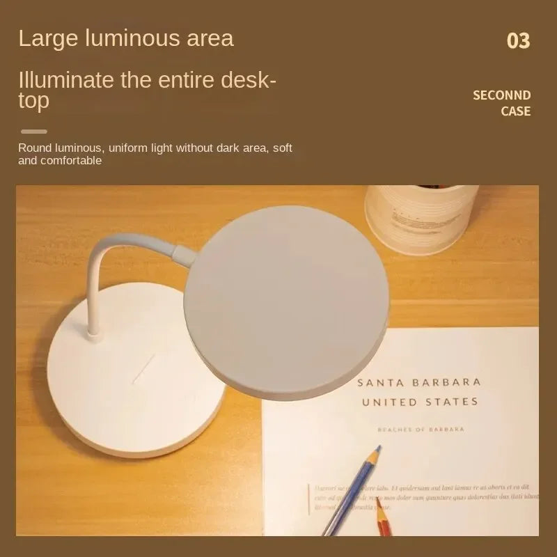 1pc 10 LED Desk Lamp With USB Charging Port, 3 Dimming Levels, Touch Control, White