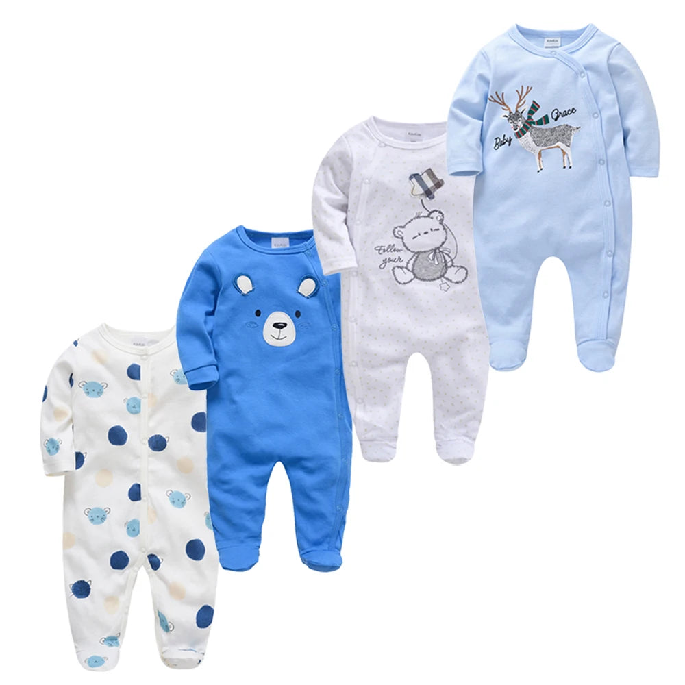 3/4 Pcs a Lot Baby Boy Rompers Newborn Cotton Girls Clothes Long Sleeve Summer Soft Jumpsuit O-Neck 0-12M Onesie Clothing