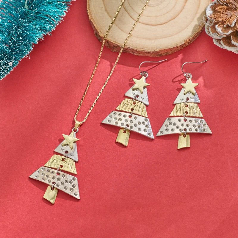 Vintage Metal Christmas Tree Earrings