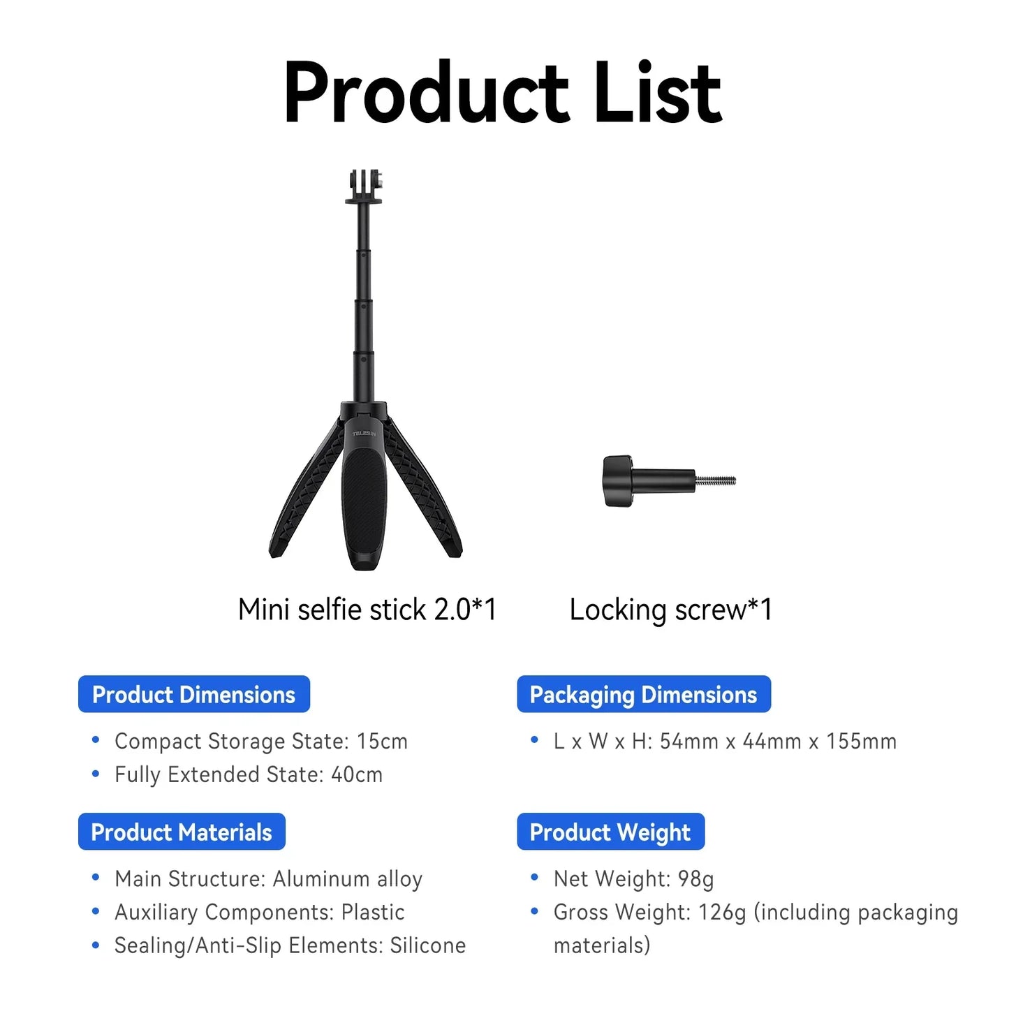 TELESIN Mini Selfie Tripod