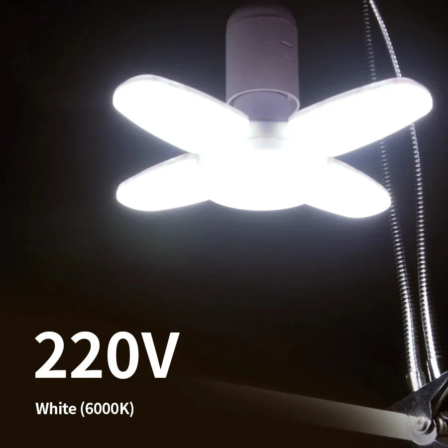 E27 Foldable Fan Shape LED Bulb Lamp 220V 110V 40 LEDs Light Bulbs For Home Ceiling Lamp Warehouse Garage White Light 6500