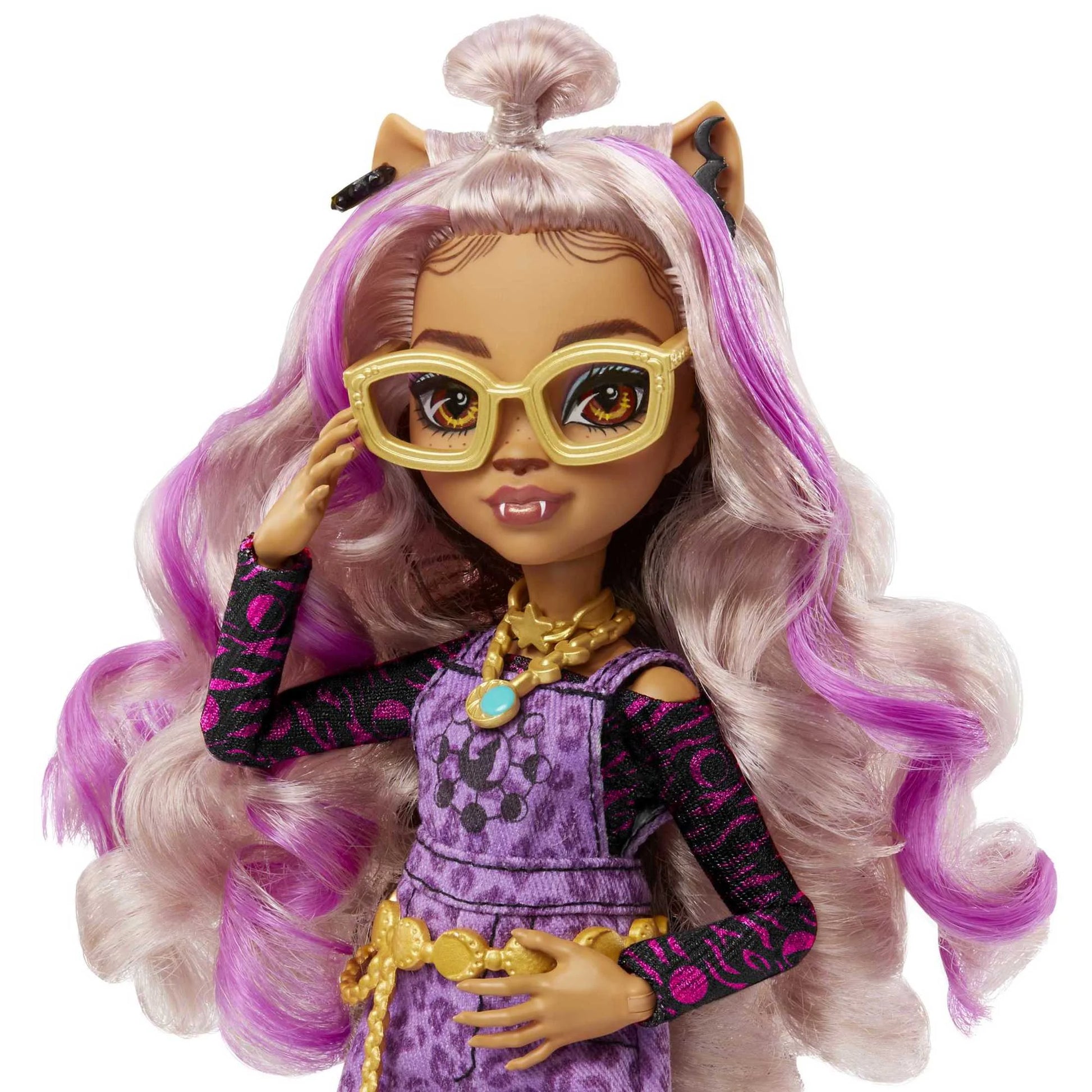 (2 Pack)  Clawdeen Wolf Fashion Doll with Purple Streaked Hair, Accessories & Pet Dog