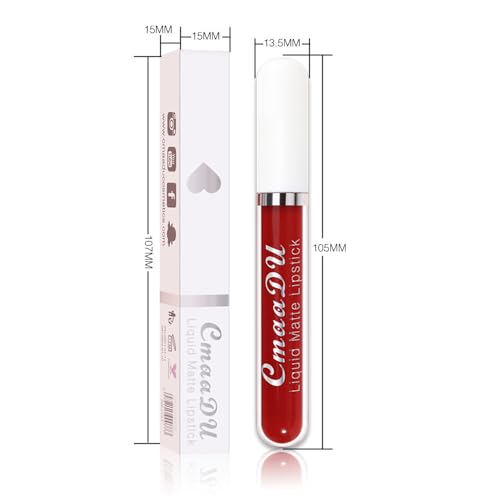 evpct 1Pcs Wine Red Liquid Matte Lipstick Lipgloss Set for Women, labiales mate 24 horas originales matte larga duracion 24 Hour Lipstick Lip Stains Long Lasting Waterproof 24, 17#