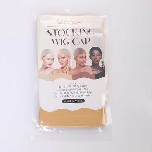 Dreamlover Beige Stocking Wig Caps for Women, 12 Pieces