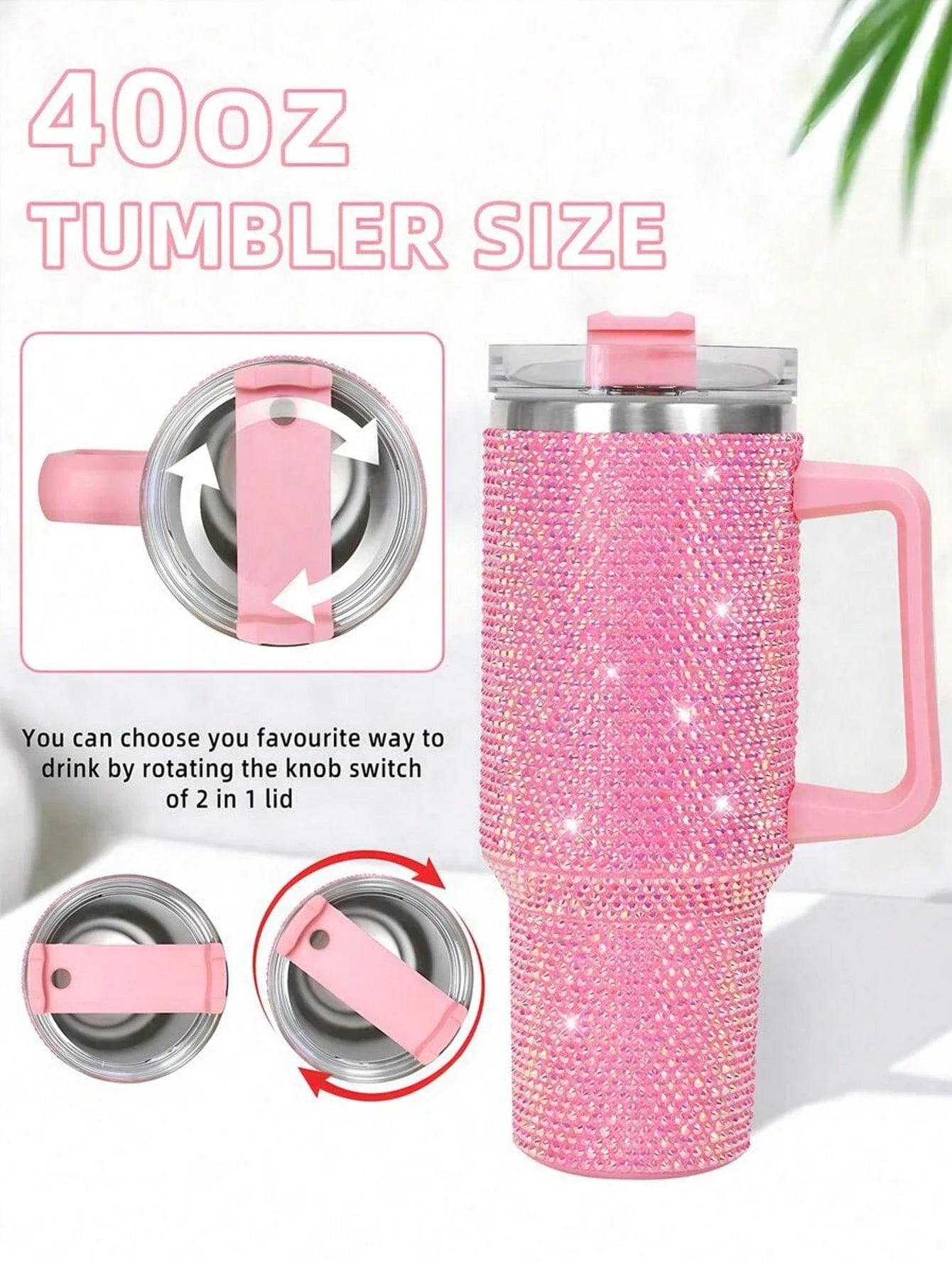 Rhinestone 40oz Car Sippy tumbler
