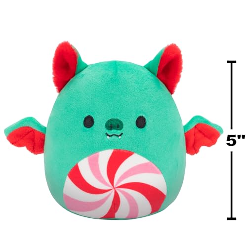 Squishmallows Original 5-Inch Holiday 4-Pack – Ethel Hot Chocolate, Floyd French Fries, Keiko Blue Christmas Tree, Ricardo Peppermint Bat – Official Jazwares Plush (Little)