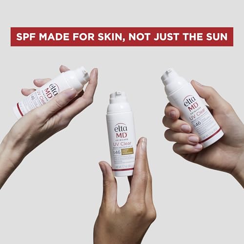 EltaMD UV Clear Face Sunscreen SPF 46, Oil Free for Face with Zinc Oxide, Dermatologist Recommended Sunscreen Lotion, For Acne-Prone Sensitive Skin, 1.7 oz Pump