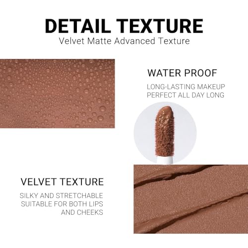 evpct 1Pcs Light Nude Soft Brown Matte Liquid Lipstick Lip Gloss Glossy Set for Black Women 24 Hour Silky Velvet Lipstick labiales matte larga duracion mate 24 horas originales 12#