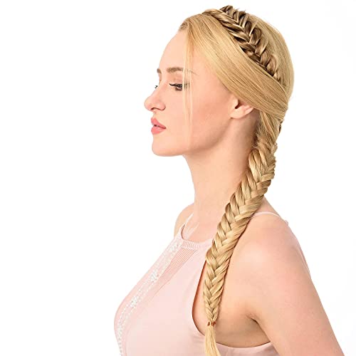 DIGUAN Messy Wide 2 Strands Synthetic Hair Braided Headband Hairpiece Women Girl Beauty accessory, 62g/2.1 oz (Honey Blonde)
