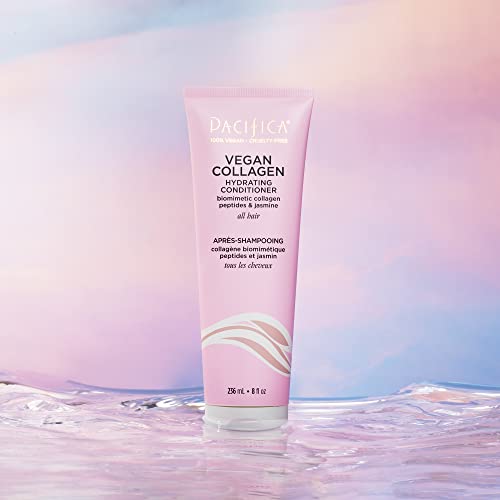 Pacifica Vegan Collagen Hydrating Shampoo & Conditioner Set – Moisturizing Hair Care for Dry Brittle Hair, Biotin & Avocado Oil for Strength & Shine, Thickening Clean Vegan Dermatologist Tested, 12 oz