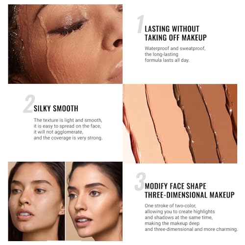evpct 4 Colors Contour Stick Makeup Set Concealer Stick Cream Contouring Contour Palette Makeup Kit for Beginners Nose Bronzer Stick Liquid Contour Face Highlighter Makeup contorno maquillaje 01+02