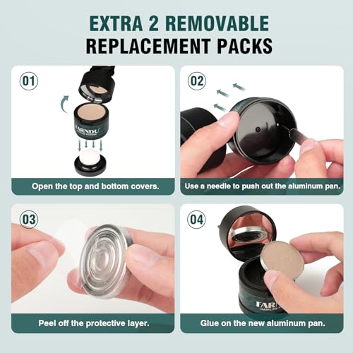 Farndu Hairline Powder 12g, Instantly Hair Root Touch Up, Hair Color Powder, Bald Spots Hair Color Concealer for Women & Men, 24-Hour Stain-Proof, Includes 2 Refills, for Thinning Hair, Light Blonde