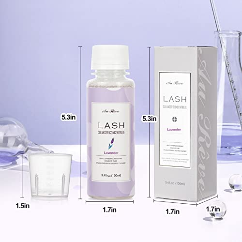 Eyelash Cleanser Concentrate 100ml Eyelash Extension Cleanser Inside the Eyelash Extension Kit Oil-Free Eyelash Extension Shampoo Perfect for Salon-Can Make Ten 60ml bottles of Lash Shampoo，Lavender