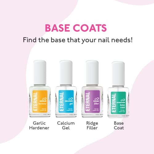 Eternal Ridge Filler Base Coat Nail Polish– 13.5 mL Clear Nail Primer Treatment - Ridge Filling Base Coat Strengthener for Nail Strength & Repair of Hard, Thin, Dry & Ridged Fingernails - 1 Unit