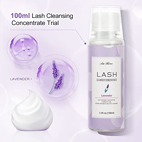 Eyelash Cleanser Concentrate 100ml Eyelash Extension Cleanser Inside the Eyelash Extension Kit Oil-Free Eyelash Extension Shampoo Perfect for Salon-Can Make Ten 60ml bottles of Lash Shampoo，Lavender