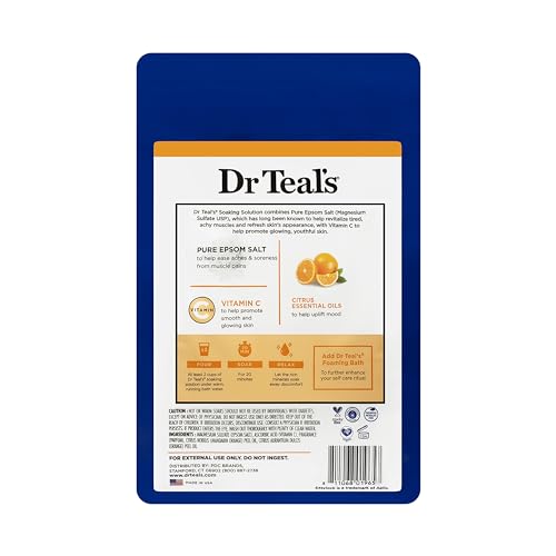 Dr Teal's Salt Soak with Pure Epsom Salt, Glow & Radiance with Vitamin C & Citrus Essential Oils, 3 lbs (Pack of 2)