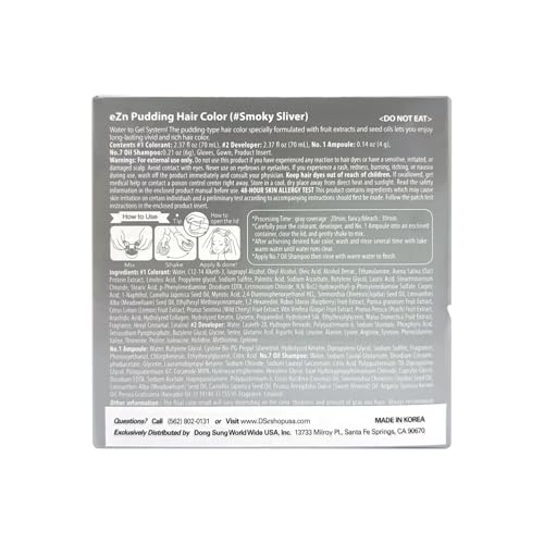 eZn Pudding Hair Dye, Ammonia-Free Semi-Permanent DIY Hair Color Kit with Keratin, Made in Korea, Odorless, Gentle for Sensitive Skin, No Skin Irritation (Smoky Silver, 1 Pack)