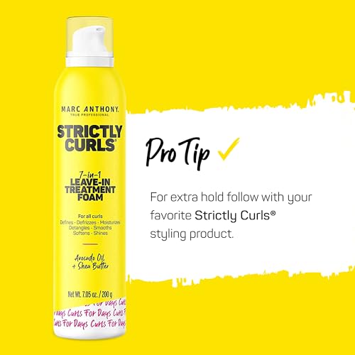 Marc Anthony Leave In Hair Treatment, Strictly Curls - 7-In-1 Treatment Foam for Curly Hair Defines, Defrizzes, Moisturizes, Detangles, Softens & Shines with Avocado Oil & Shea Butter - 7.1 Ounce
