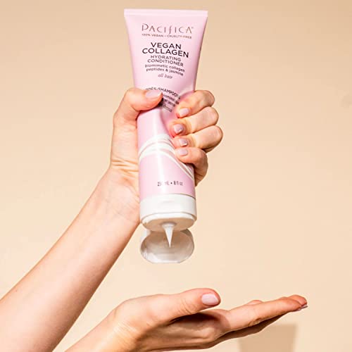 Pacifica Vegan Collagen Hydrating Shampoo & Conditioner Set – Moisturizing Hair Care for Dry Brittle Hair, Biotin & Avocado Oil for Strength & Shine, Thickening Clean Vegan Dermatologist Tested, 12 oz