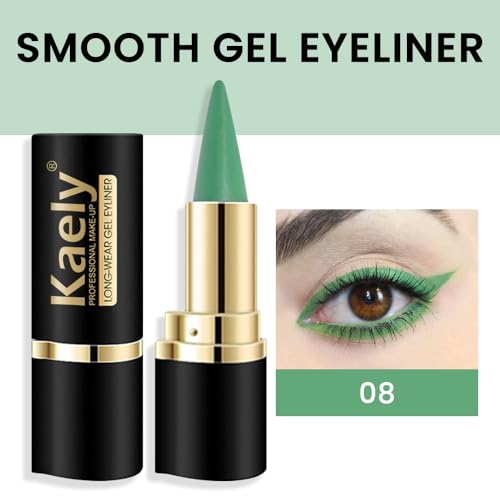 evpct 1Pcs Light Green Gel Eyeliner Pencil Eye Black Face Paint Stick Makeup Set Waterproof Matte Cream Crayon Eyeliner Pencil Set Cat Eye Liners Eyeshadow Guide delineador de ojos contra el agua