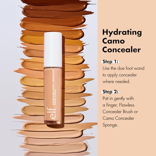 e.l.f. Hydrating Camo Concealer, Covers Blemishes & Under-Eye Circles, Full-Coverage & Delivers A Satin Finish, Vegan & Cruelty-Free, Rich Cocoa